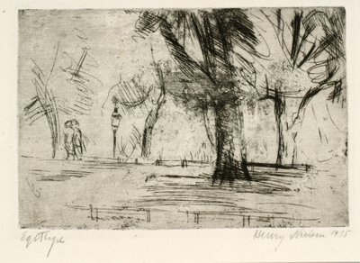 Park mit zwei Spaziergängern und Laterne von Henry Nielsen