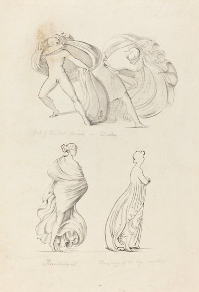 Draperie, drei Figuren, eine Bacchantin und zwei aus der Natur von Henry Noel Humphreys after John Flaxman