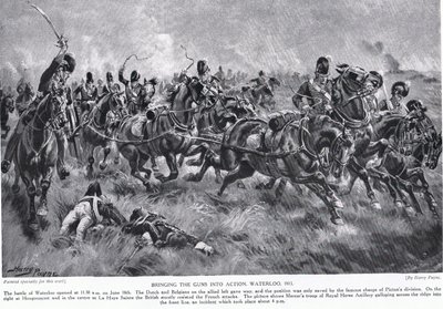 Die Kanonen in Aktion bringen, Waterloo, Illustration aus 