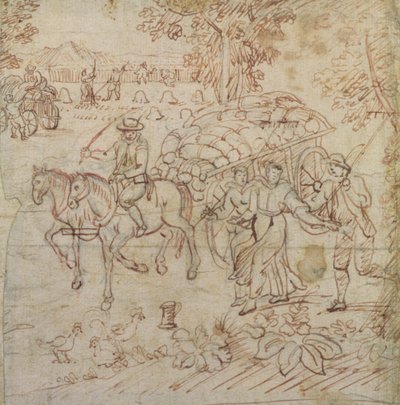 Landschaft mit heimkehrenden Erntearbeitern, ca. 1595-1605 von Henry Peacham