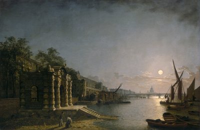 York Water Gate und das Adelphi vom Fluss bei Mondschein von Henry Pether