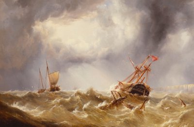 Im Sturm vor der Küste von Kent entmastet von Henry Redmore