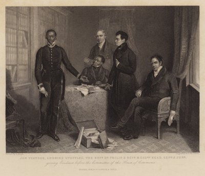 Jan Tzatzoe, Andries Stoffles, der Reverend Dr. Philip und die Reverends Messrs Read, senior und junior, geben vor dem Ausschuss des House of Commons Beweise ab von Henry Room