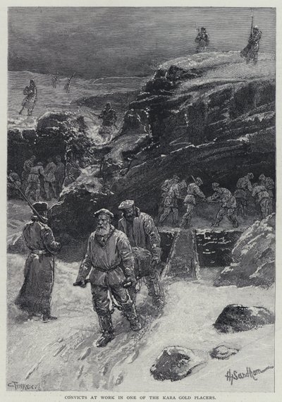 Sträflinge bei der Arbeit in einem der Kara-Goldfelder von Henry Sandham
