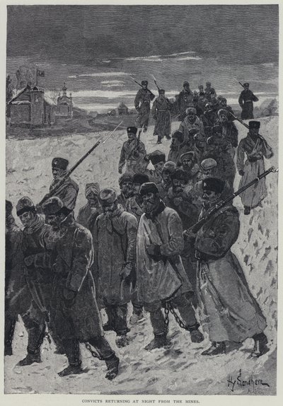 Kara, Sträflinge kehren nachts aus den Minen zurück von Henry Sandham