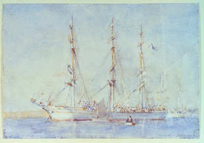 Französisches Schiff Marecual de Cashes [Mareschal de Cashes?] in Falmouth Juli 1914, frühes 20. Jahrhundert von Henry Scott Tuke