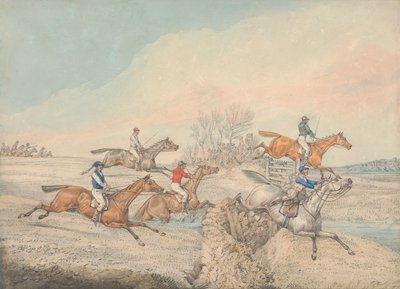 Hindernisrennen: Das Feld nimmt eine Steinmauer und ein Tor von Henry Thomas Alken