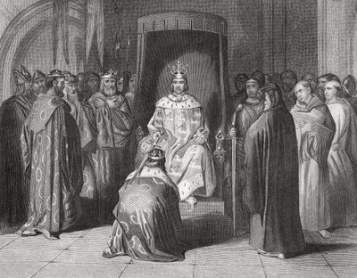 König Richard II. schlägt die Könige von Connaught, Ulster, Thomond und Leinster im Jahr 1394 zum Ritter, 