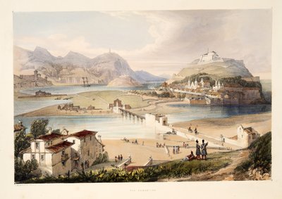 San Sebastian, aus Skizzen der Landschaft in den baskischen Provinzen Spaniens, mit einer Auswahl nationaler Musik, veröffentlicht 1838 (handkolorierte Gravur) von Henry Wilkinson