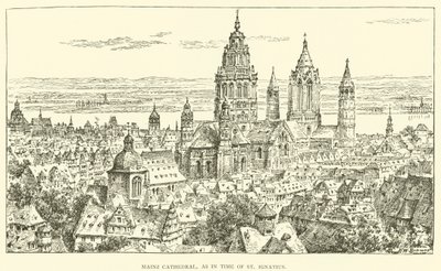 Mainzer Dom, wie zur Zeit von St. Ignatius (Gravur) von Henry William Brewer