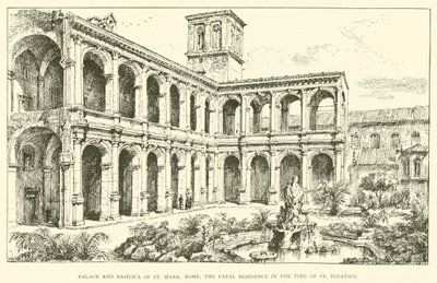 Palast und Basilika von St. Markus, Rom, die päpstliche Residenz zur Zeit des Hl. Ignatius (Gravur) von Henry William Brewer