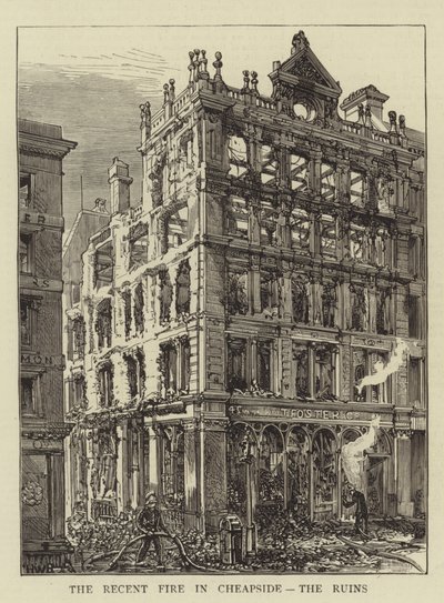 Das jüngste Feuer in Cheapside, die Ruinen von Henry William Brewer