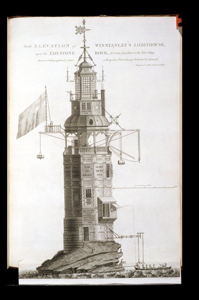 Edystone-Leuchtturm, graviert von Henry Roberts (fl.1762), 1762 von Henry Winstanley