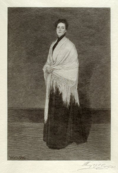 Dame mit weißem Schal von Henry Wolf