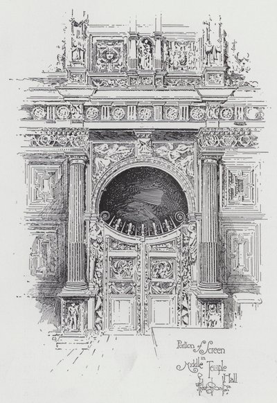 Teil des Schirms in der Middle Temple Hall von Herbert (after) Railton