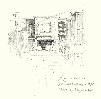 Zimmer, in dem der Cock-Lane-Geisterschwindel praktiziert wurde, besucht von Dr. John im Jahr 1762 von Herbert (after) Railton