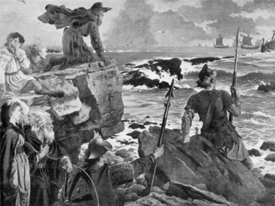 Beobachtung der Annäherung der Wikinger im Kanal von Herbert Alfred Bone