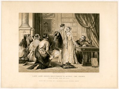Lady Jane Greys Widerwillen, die Krone anzunehmen, 19. Jahrhundert von Herbert Bourne