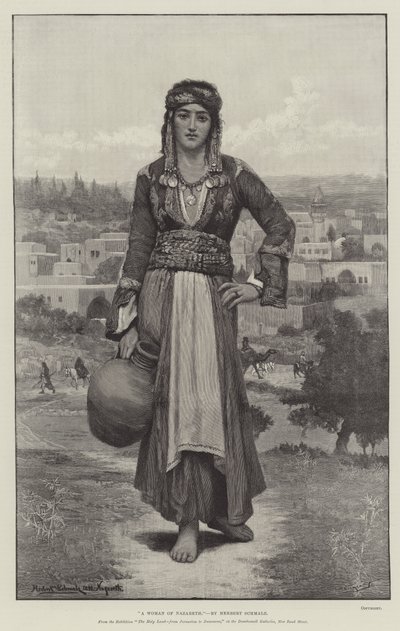 Eine Frau aus Nazareth, aus der Ausstellung Das Heilige Land, von Jerusalem nach Damaskus, in den Dowdeswell Galleries, New Bond Street von Herbert Gustave Schmalz