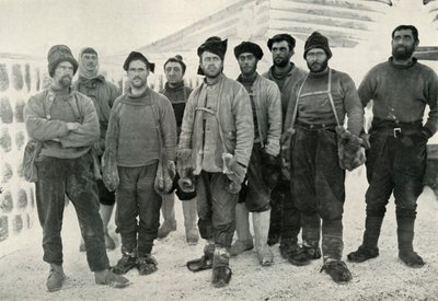 Die Depot- und Westparteien bei ihrer Rückkehr nach Cape Evans, 13. April 1911, 1913 von Herbert Ponting