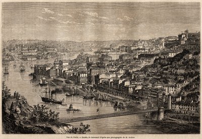 Ansicht von Porto, Zeichnung von Catenacci, zur Illustration von Olivier Mersons Reise in die nördlichen Provinzen Portugals im Jahr 1857. Gravur in „Le tour du monde“ 1861. Sammlung Selva von Hercule (after) Catenacci