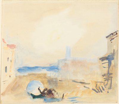 Eine Gondel, die unter einer Brücke in Venedig hindurchfährt von Hercules Brabazon Brabazon
