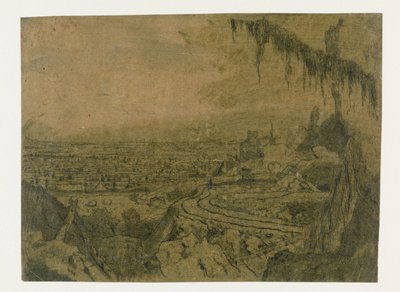 Fernsicht mit Straße und moosigen Ästen von Hercules Segers