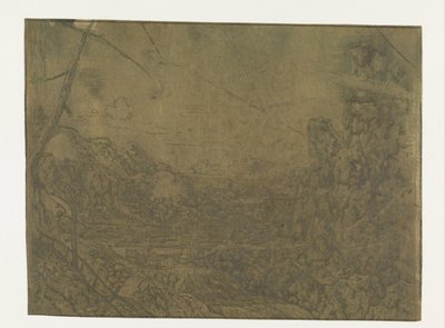Landschaft mit Wasserfall, erste Version von Hercules Segers