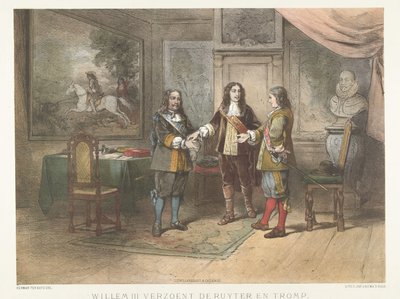 Prinz Wilhelm III. versöhnt Michiel de Ruyter und Cornelis Tromp, 1673 von Herman Frederik Carel ten Kate
