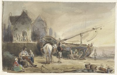 Strandszene mit Booten und Fischern von Herman Frederik Carel ten Kate