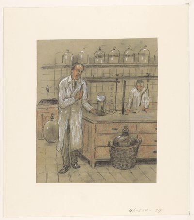 Zwei Männer in einem Labor von Herman Heijenbrock (possibly)