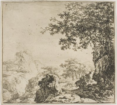 Gebirgslandschaft mit einer Straße, aus der Serie Landschaftsset von Herman Naijwincx