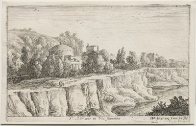 Verschiedene Ansichten in und um Rom: St. Adriano in der Via Flaminia von Herman van Swanevelt