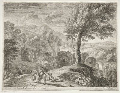 Der große Baum und der Wasserfall, um 1652-1654 von Herman van Swanevelt