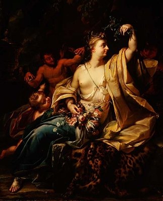 Bacchantin mit einem Putto, Satyrn und Nymphen von Herman van der Myn