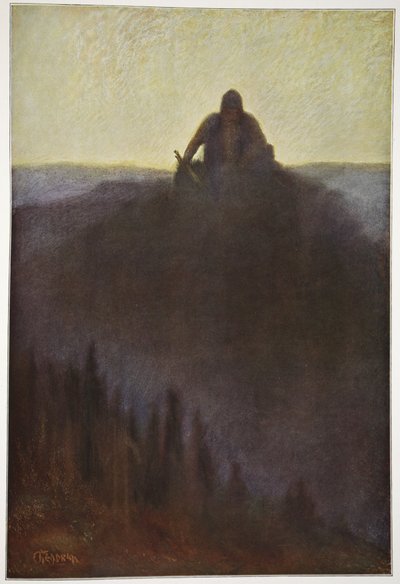 Wotan wartet in Walhall auf das Ende mit seinem zerbrochenen Speer, 1906 von Hermann Hendrich