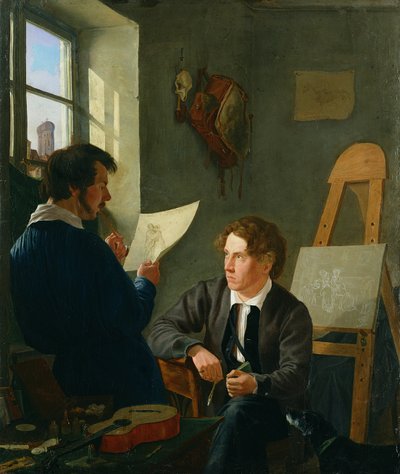 Hermann Kauffmann und Georg Haeselich (1806-94) im Münchner Atelier von Kauffmann, 1830 von Hermann Kauffmann