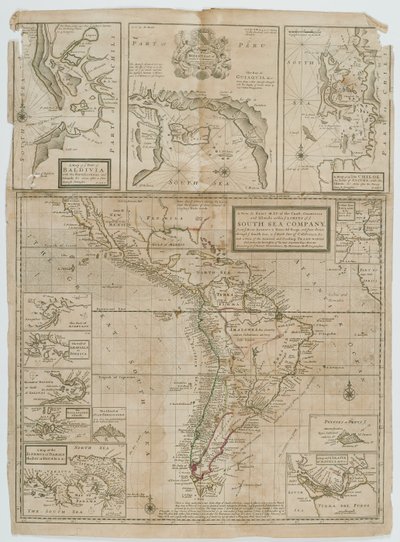 Eine neue und genaue Karte der Küstenländer und Inseln innerhalb der Grenzen der South Sea Company von Hermann Moll