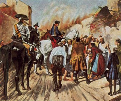 Friedrich der Große im zerstörten Küstrin vor der Schlacht von Zorndorf, 25. August 1758 von Hermann Pohle