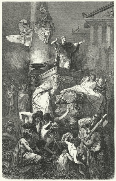 Augustus hält die Rede bei der Beerdigung seines Neffen Marcellus, 23 v. Chr. von Hermann Vogel