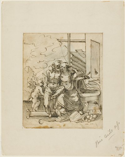 Venus in Vulkans Schmiede (recto); Geometrie (verso) von Hermann Weyer