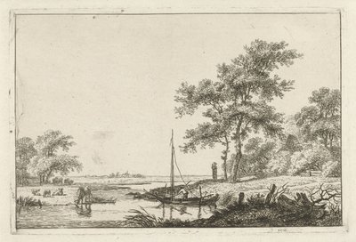 Landschaft mit Boot von Hermanus Fock