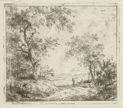 Landschaft mit Zeichner und Wanderer von Hermanus Fock