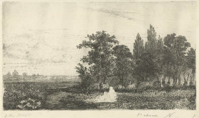 Mann und Frau an einem Bach am Waldrand von Hermanus Jan Hendrik van Rijkelijkhuysen