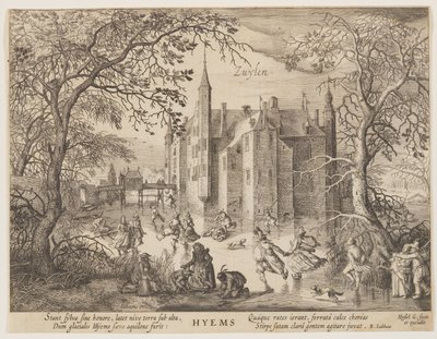Zuylen - Winter, aus Die Jahreszeiten, Blick auf Burgen in der Umgebung von Amsterdam von Hessel Gerritsz