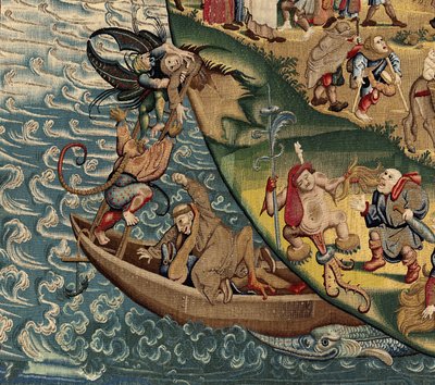 Wandteppich inspiriert von der Arbeit von Hieronymus Bosch, ca. 1560 (Gold, Silber, Seide und Wolle) von Hieronymus (after) Bosch