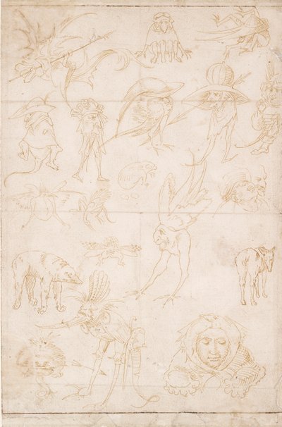 Groteske Studien, ca. 1500-1520 von Hieronymus Bosch
