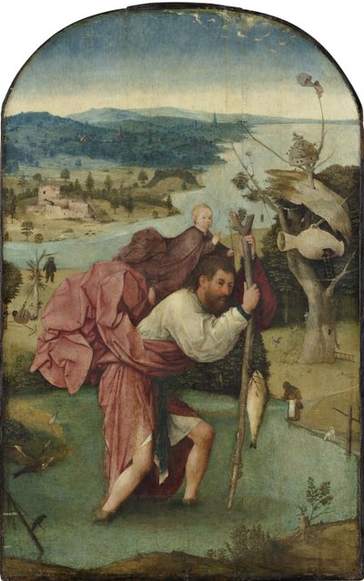Heiliger Christophorus trägt das Christuskind, um 1500 von Hieronymus Bosch