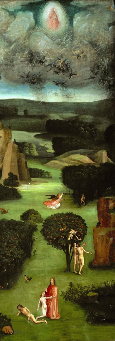 Das Jüngste Gericht Triptychon, linkes Panel, ca. 1485 von Hieronymus Bosch