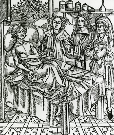 Ärzte untersuchen einen Aussätzigen von Hieronymus Brunschwig